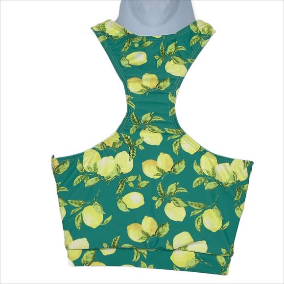 Tankini Cut Out Top with Lemon Print in Green and Yellow Size XL - Picture 4 of 5